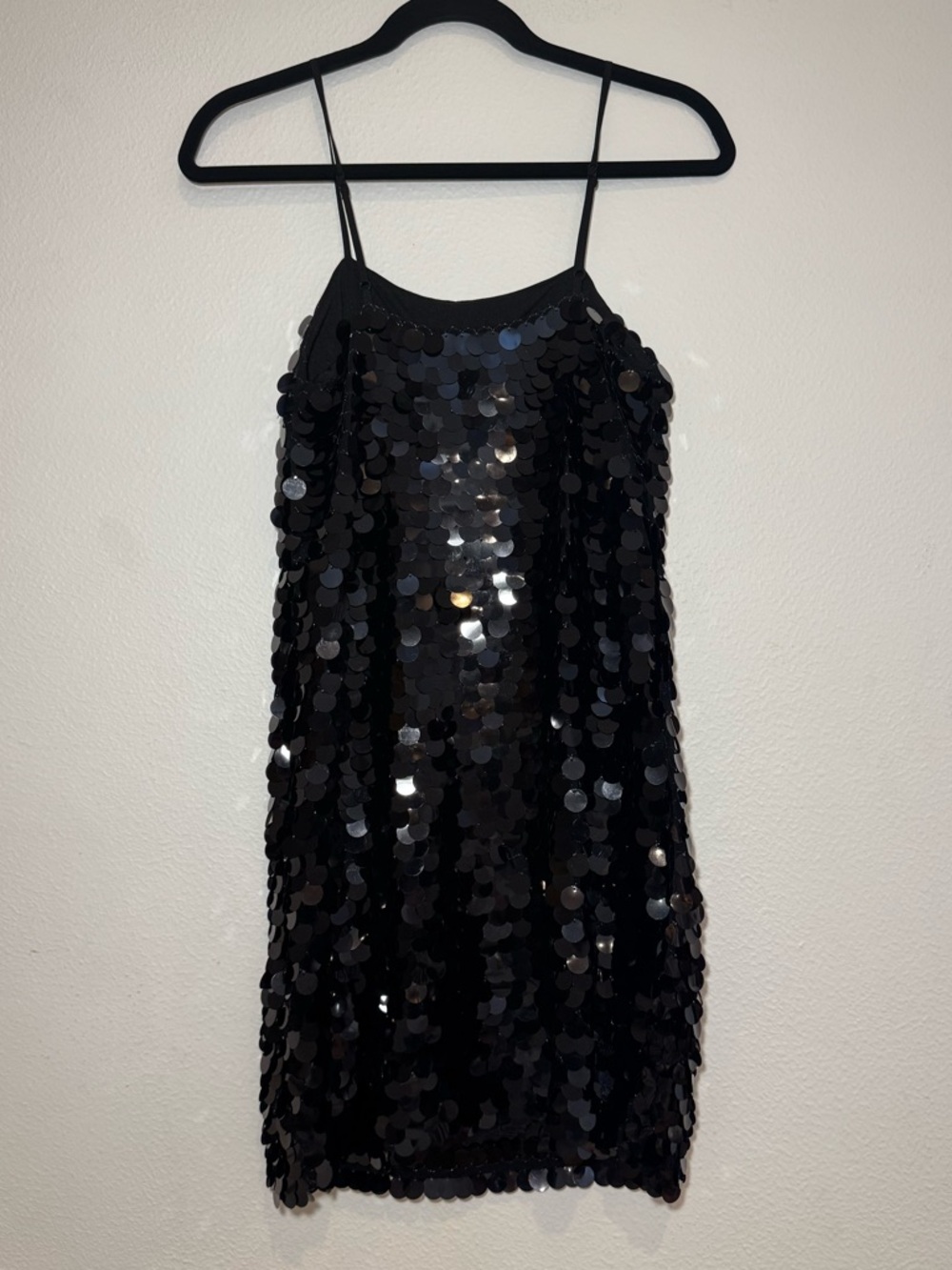 New Day Black Sequin Mini Slip Dress Size XS